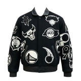 NBA COLLAGE WOOL AND LEATHER-BLACK/WHITE (Black with White patch)