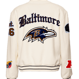 Baltimore Raven Wool Old English Varsity Jacket White