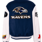 Baltimore Raven Wool & Leather Varsity Jacket Blue/White
