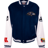 Baltimore Raven Wool & Leather Varsity Jacket Blue/White