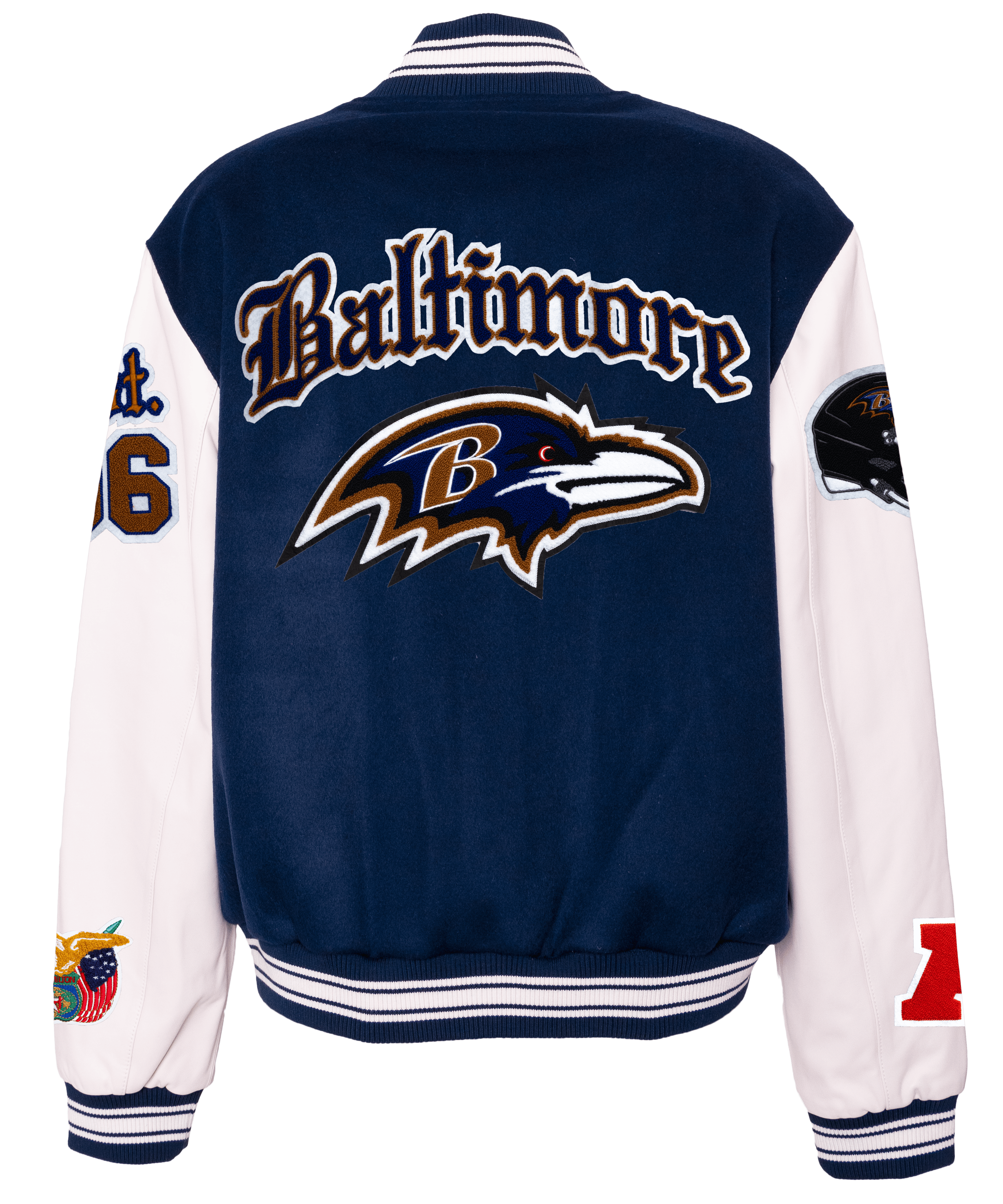 Baltimore Raven Wool & Leather Old English Varsity Jacket