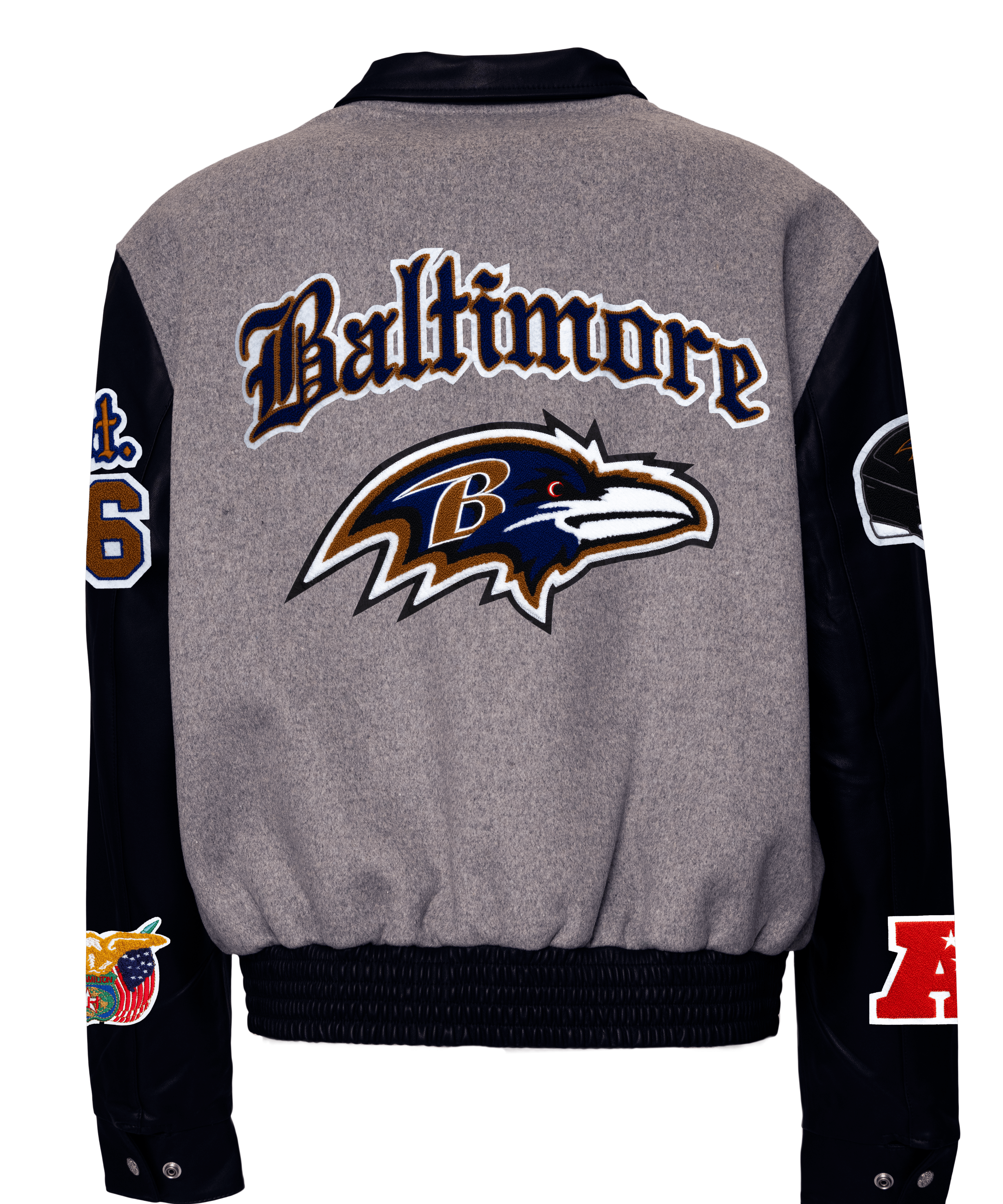 Baltimore Raven Wool & Leather Old English Varsity Jacket
