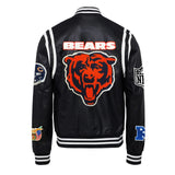 Chicago Bears Vegan Leather Jacket Black / White AR