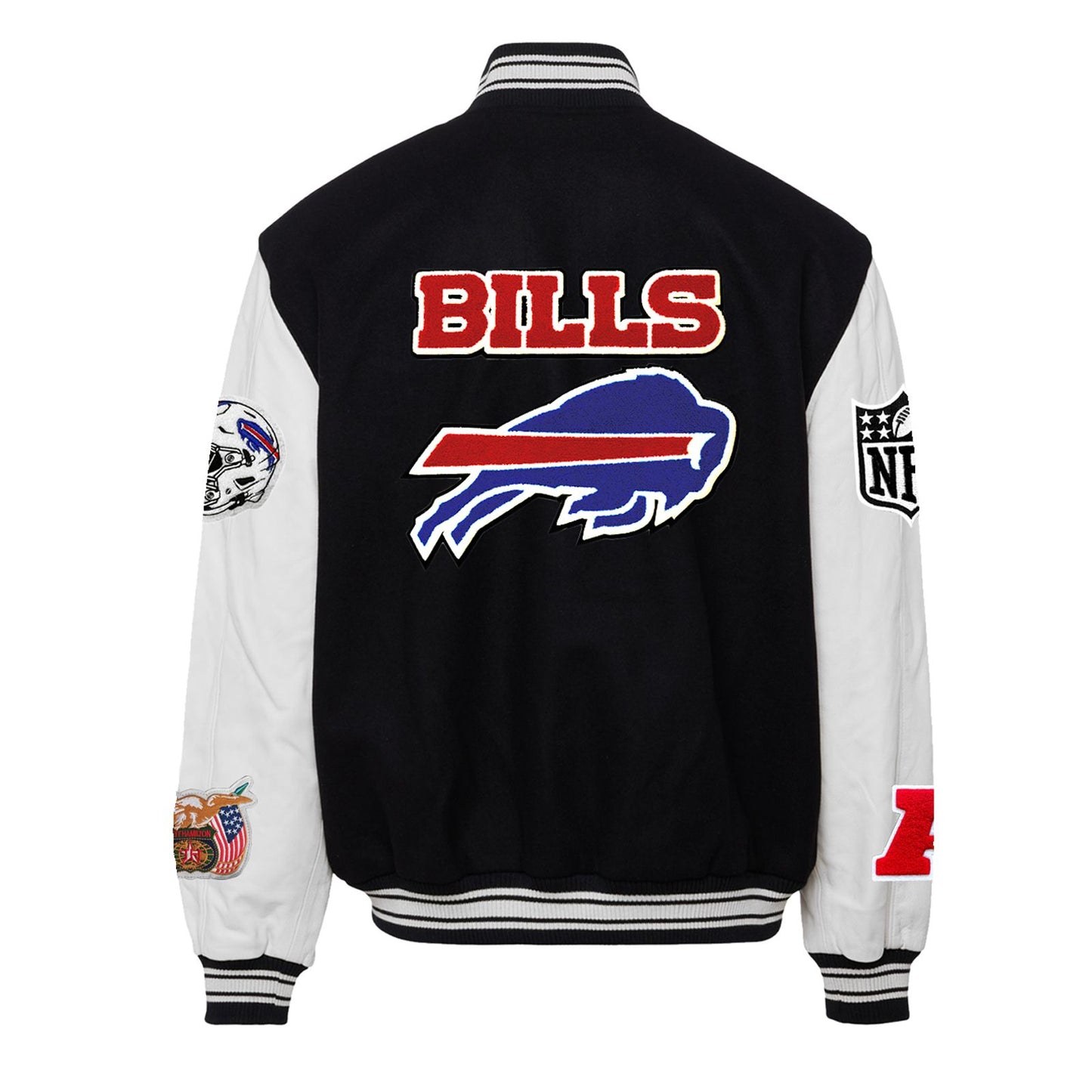 BUFFALO BILLS WOOL & LEATHER VARSITY JACKET Black/White