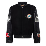 Miami Dolphins Wool & Leather Varsity Jacket Black/Black