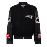 New England Patriots Wool & Leather Varsity Jacket Black/Black