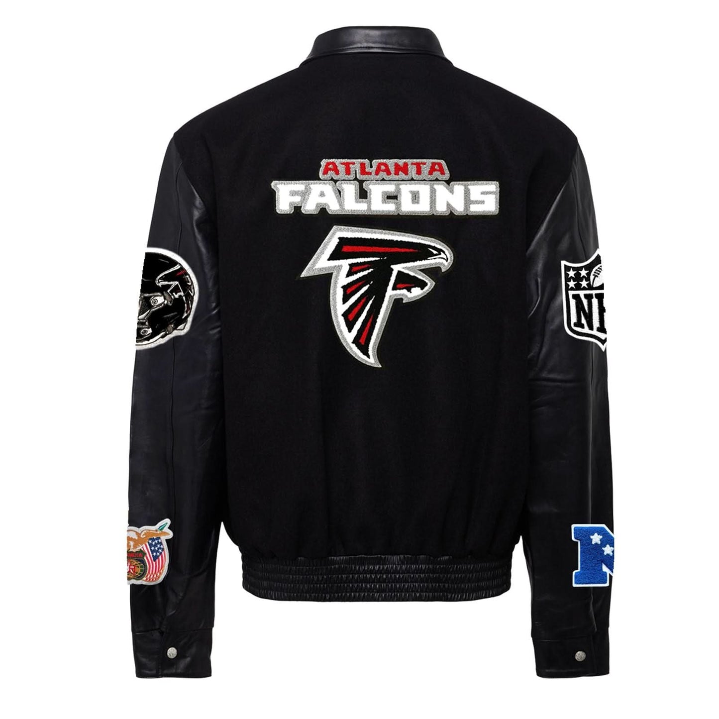 ATLANTA FALCONS WOOL & LEATHER VARSITY JACKET Black/Black – Jeff ...