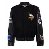 Minnesota Vikings Wool & Leather Varsity Jacket Black/Black