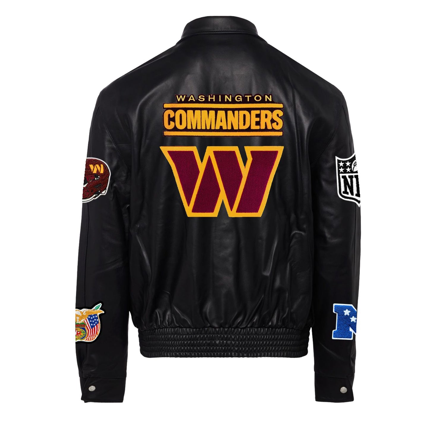 WASHINGTON COMMANDERS FULL LEATHER JACKET Black