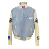 Detroit Lions Wool & Leather Varsity Jacket Baby Blue