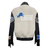 Detroit Lions Wool & Leather Varsity Jacket White / Black