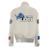 Detroit Lions Wool & Leather Varsity Jacket White