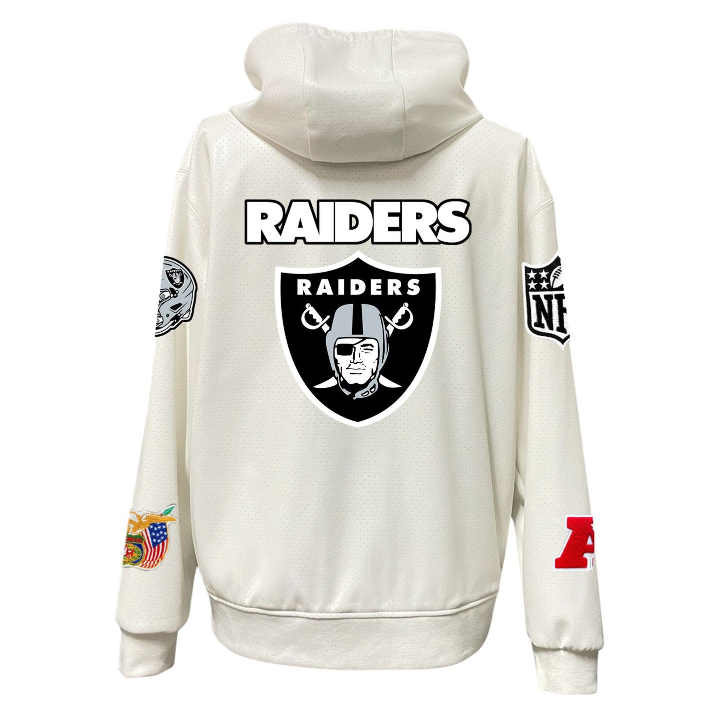 LAS VEGAS RAIDERS LIGHTWEIGHT VEGAN ZIP-UP HOODED JACKET WHITE