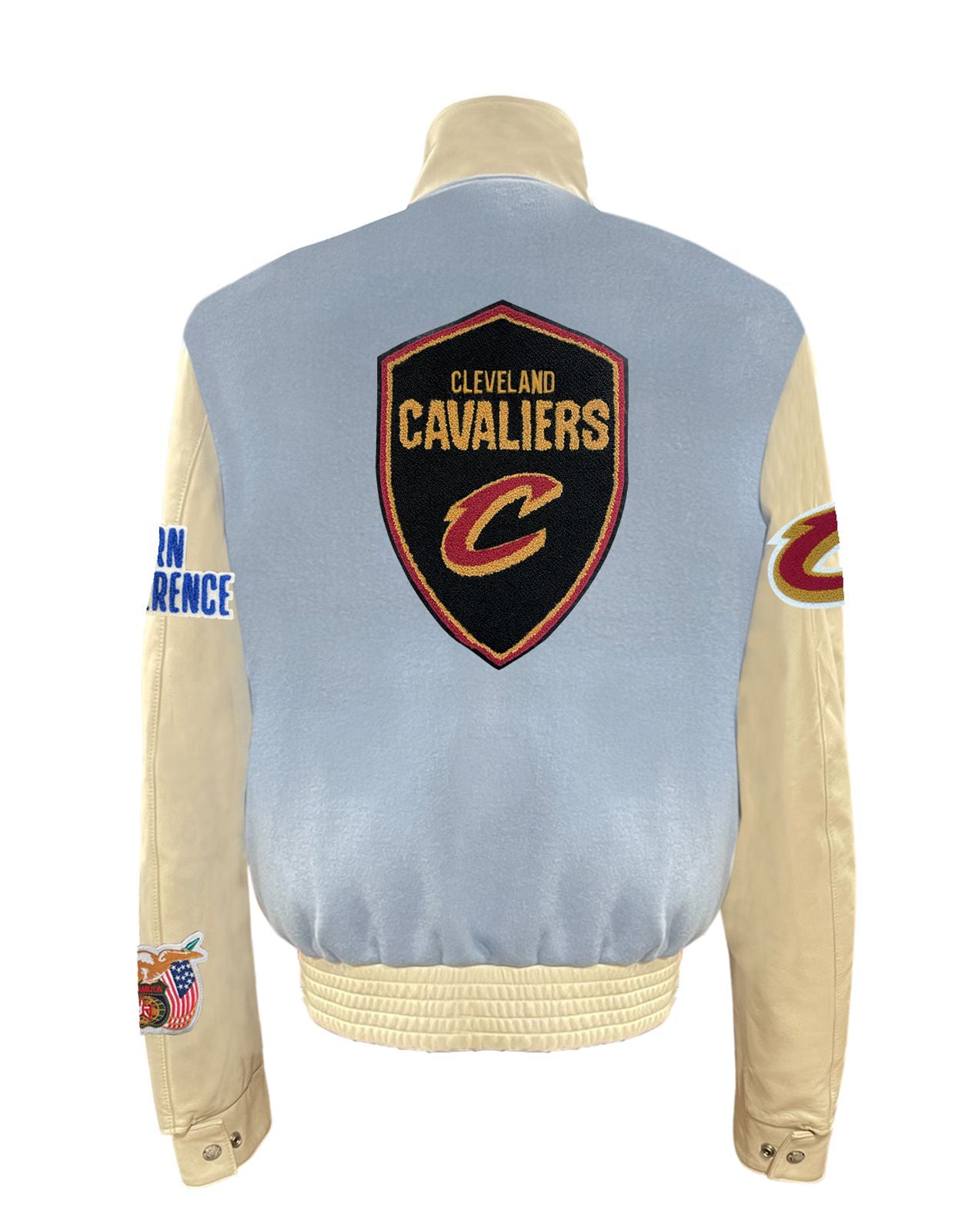 CLEVELAND CAVALIERS WOOL & LEATHER VARSITY JACKET Baby Blue