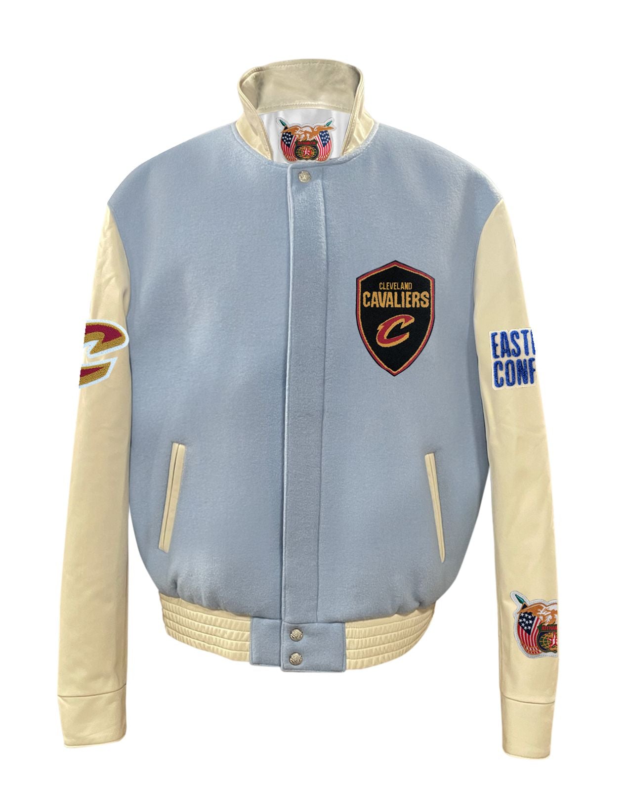 CLEVELAND CAVALIERS WOOL & LEATHER VARSITY JACKET Baby Blue