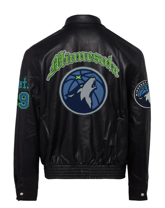 MINNESOTA TIMBERWOLVES FULL LEATHER JACKET Black