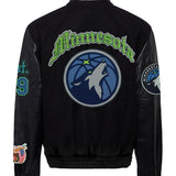 Minnesota Timberwolves Wool & Leather Jacket Black
