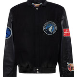 Minnesota Timberwolves Wool & Leather Jacket Black