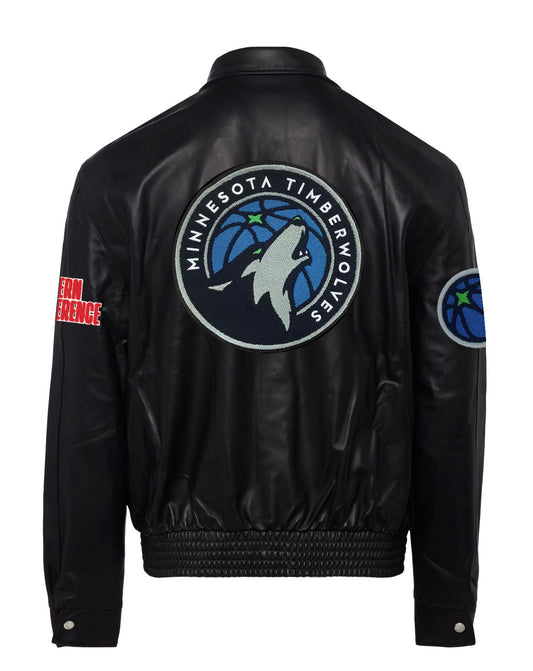 MINNESOTA TIMBERWOLVES FULL LEATHER JACKET Black