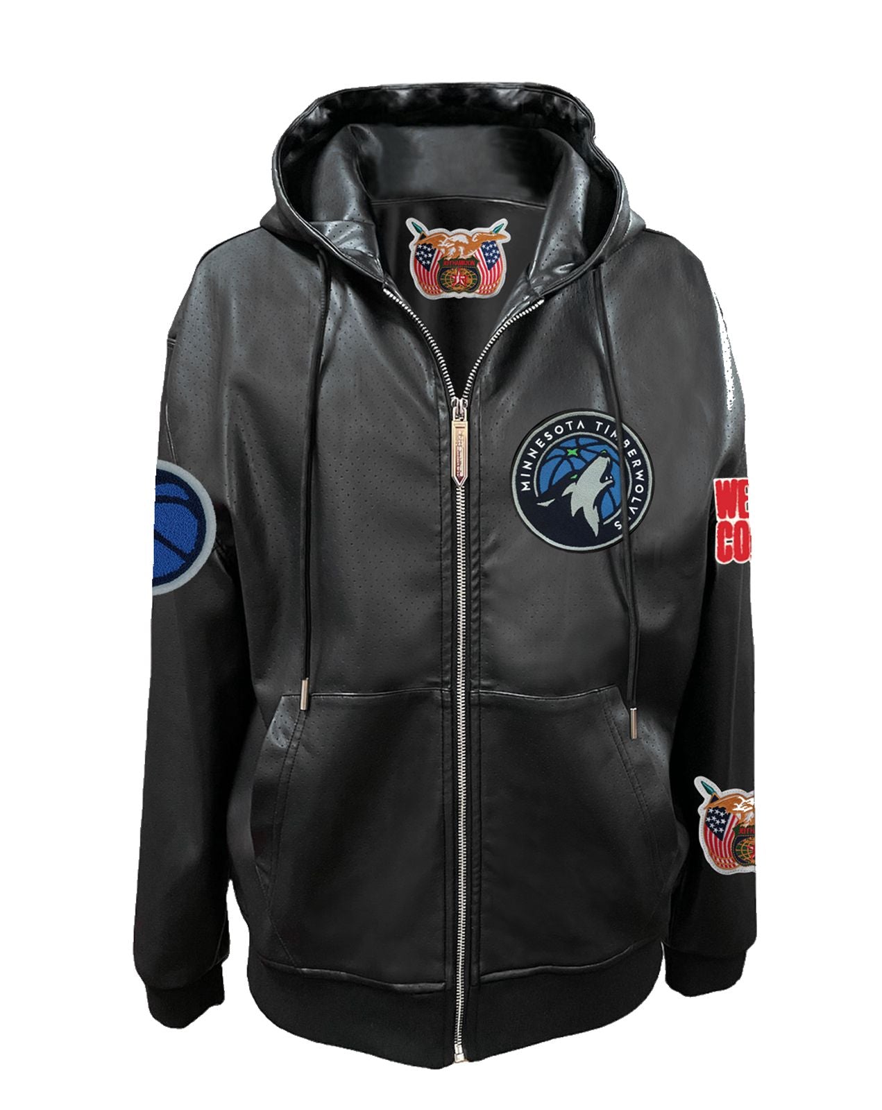 MINNESOTA TIMBERWOLVES LIGHTWEIGHT VEGAN ZIP-UP HOODED JACKET