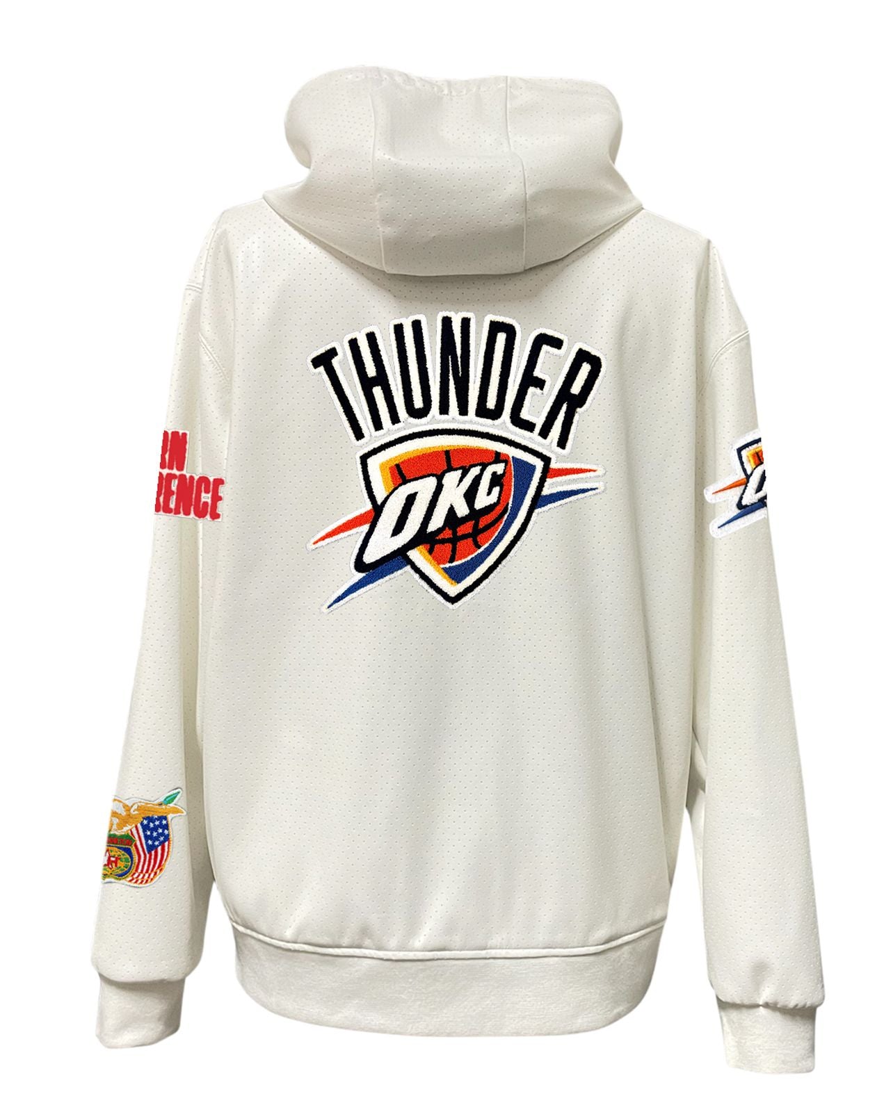 OKLAHOMA CITY THUNDER LIGHTWEIGHT VEGAN ZIP-UP HOODED JACKET WHITE