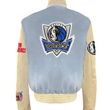 Dallas Mavericks Wool & Leather Varsity Jacket Baby Blue