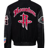 Houston Rockets Wool & Leather Old English Varsity Jacket Black / Black