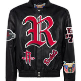 Houston Rockets Full Leather Old English Jacket Black