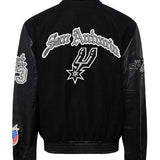 San Antonio Spurs Wool & Leather Old English Varsity Jacket Black / Black