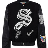 San Antonio Spurs Wool & Leather Old English Varsity Jacket Black / Black
