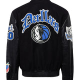 Dallas Mavericks Wool & Leather Old English Varsity Jacket Black / Black