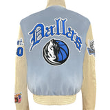 Dallas Mavericks Wool & Leather Old English Varsity Jacket Baby Blue