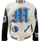 Dallas Mavericks Wool & Leather Varsity Jacket Off White/Black