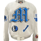 Dallas Mavericks Wool Old English Varsity Jacket White