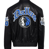 Dallas Mavericks Full Leather Old English Jacket Black