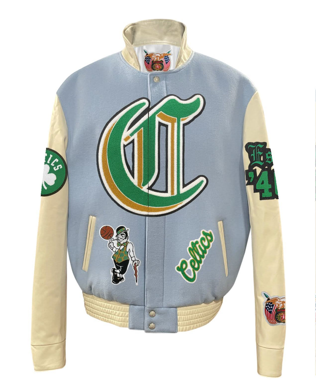Boston Celtics Wool Leather Old English Varsity Jacket