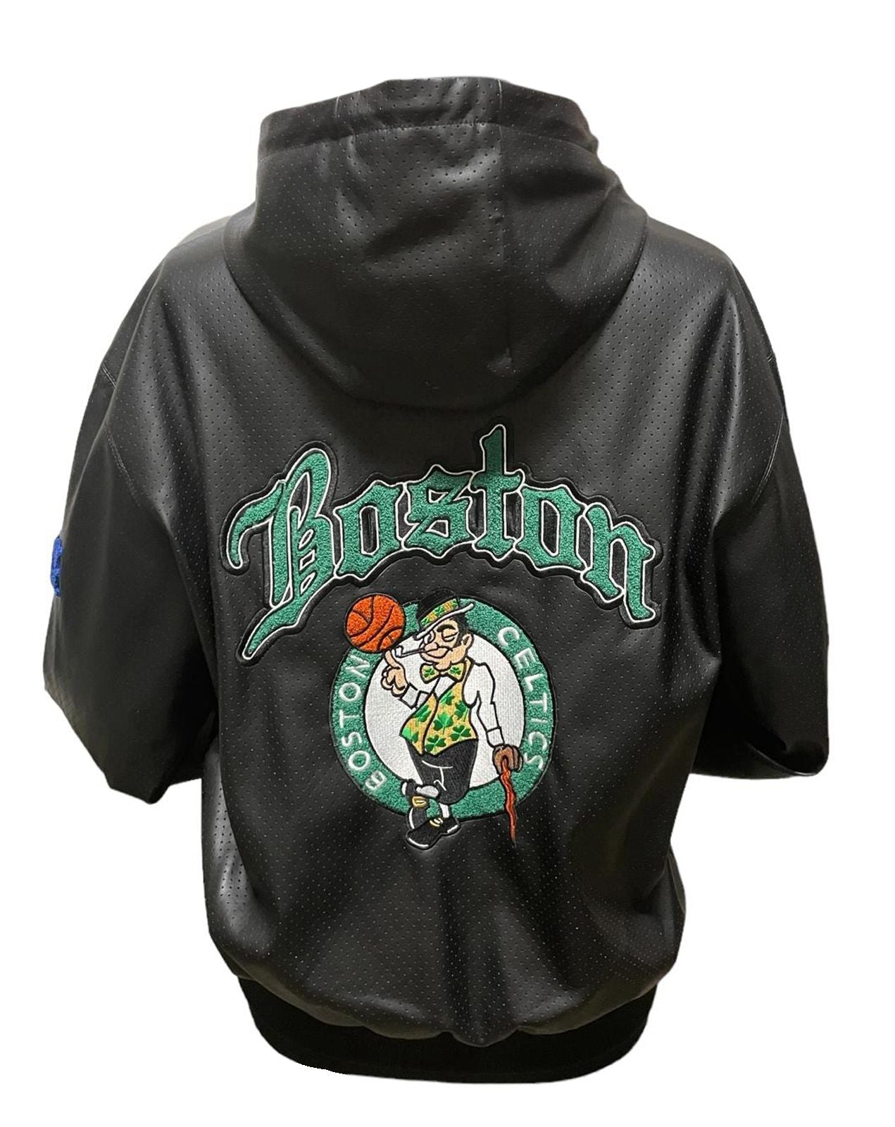 BOSTON CELTICS 1946 LIGHTWEIGHT VEGAN ZIP-UP HOODED JACKET Black