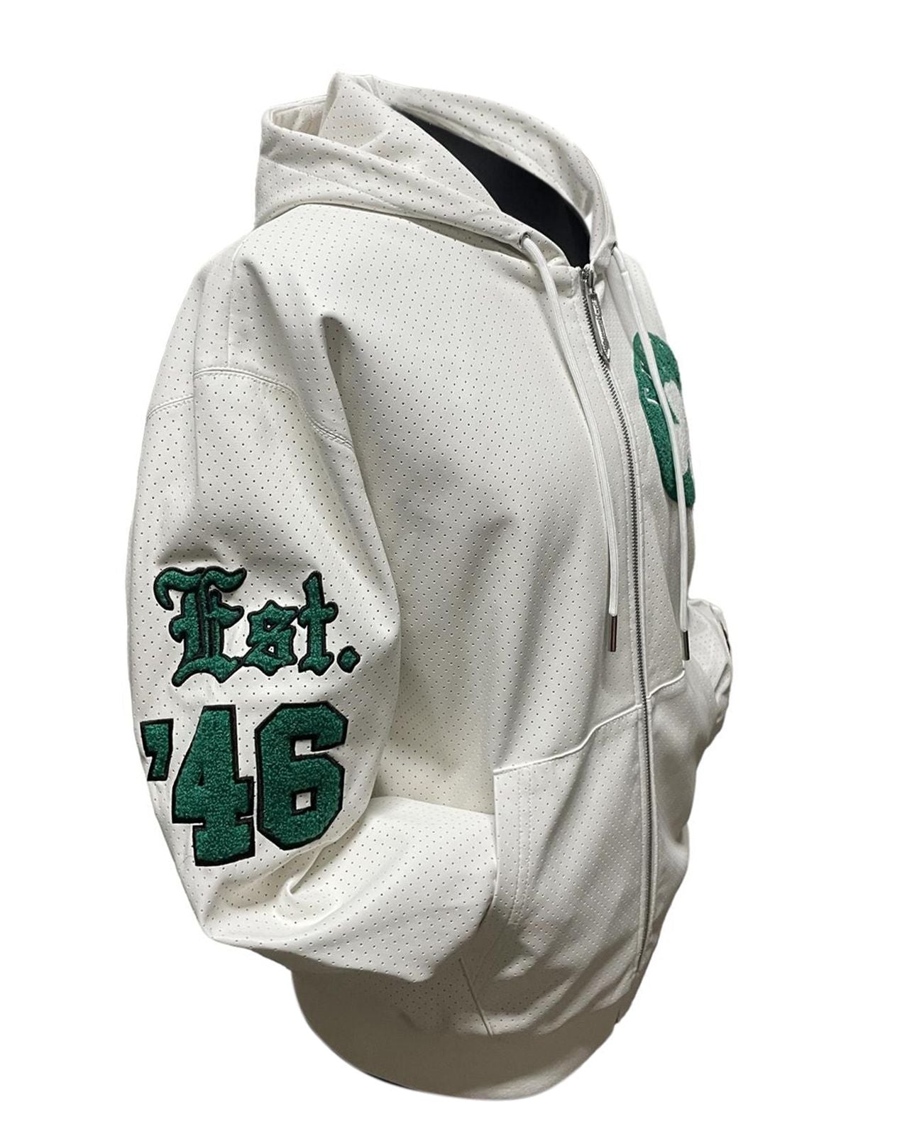 BOSTON CELTICS 1946 LIGHTWEIGHT VEGAN ZIP-UP HOODED JACKET White