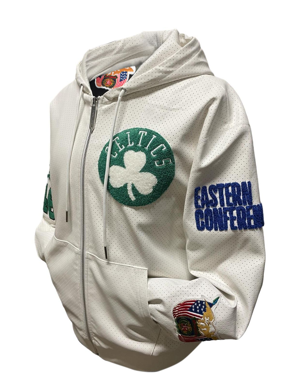 BOSTON CELTICS 1946 LIGHTWEIGHT VEGAN ZIP-UP HOODED JACKET White