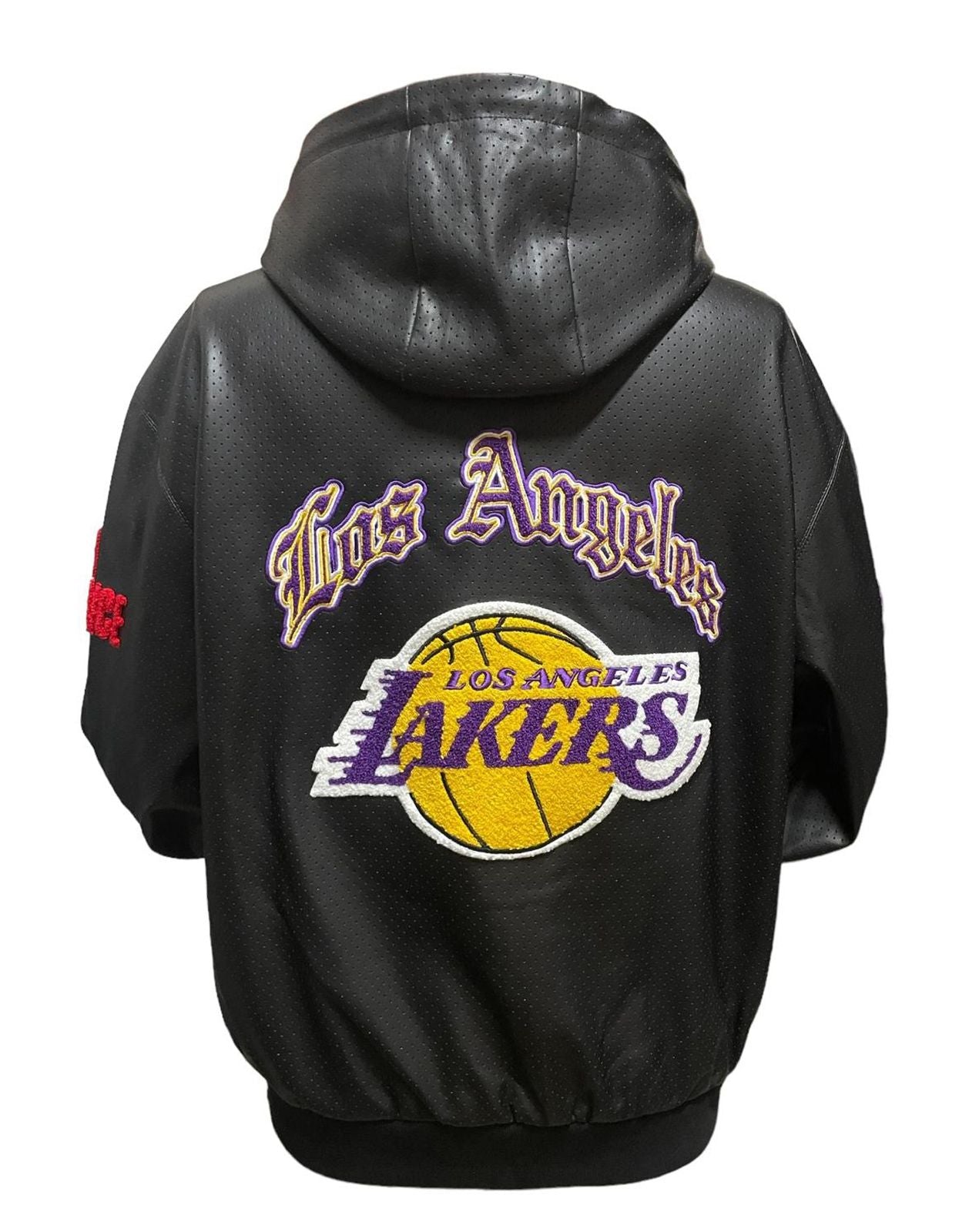 LOS ANGELES LAKERS 1947 LIGHTWEIGHT VEGAN ZIP-UP HOODED JACKET Black