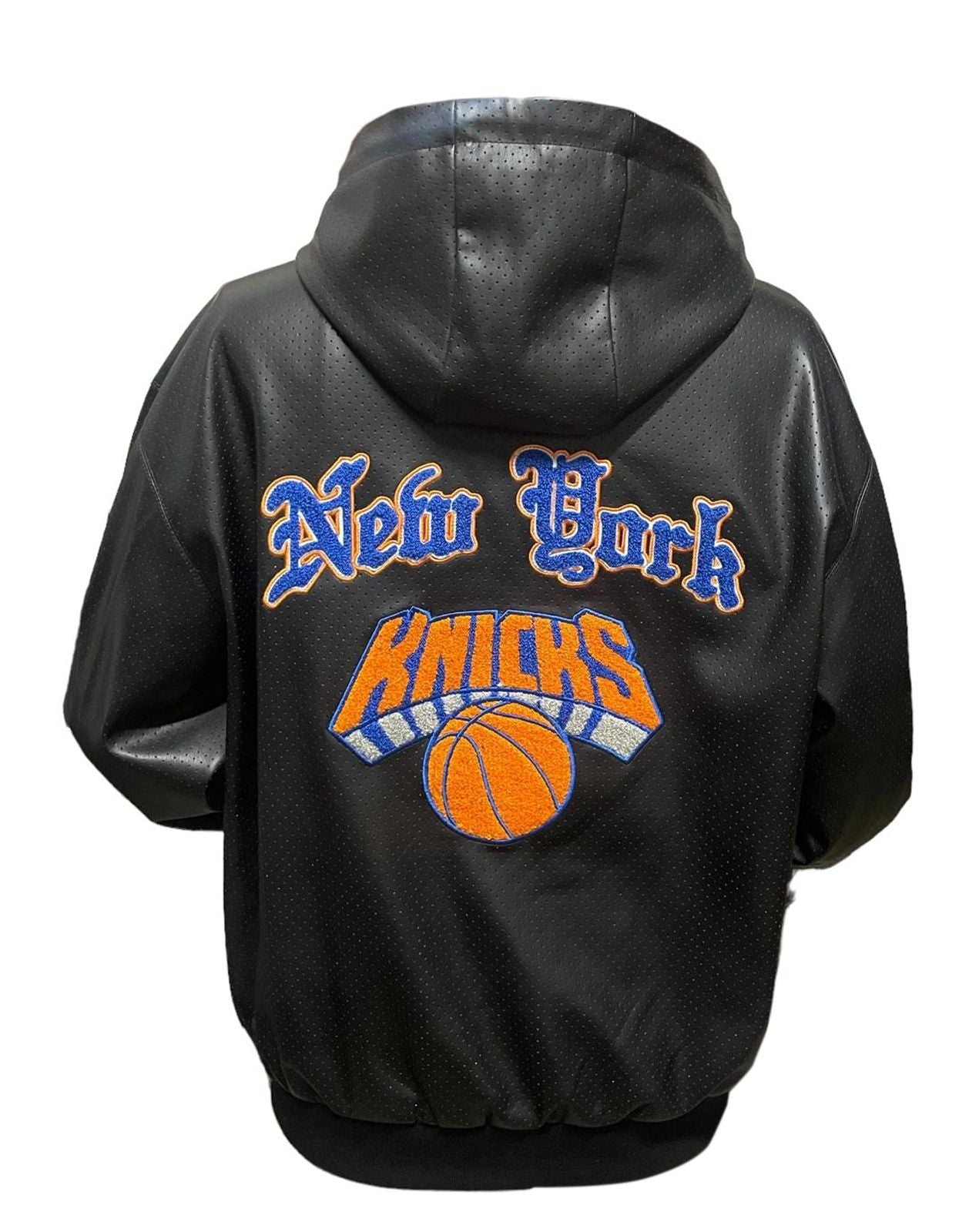 NEW YORK KNICKS 1946 LIGHTWEIGHT VEGAN ZIP-UP HOODED JACKET Black