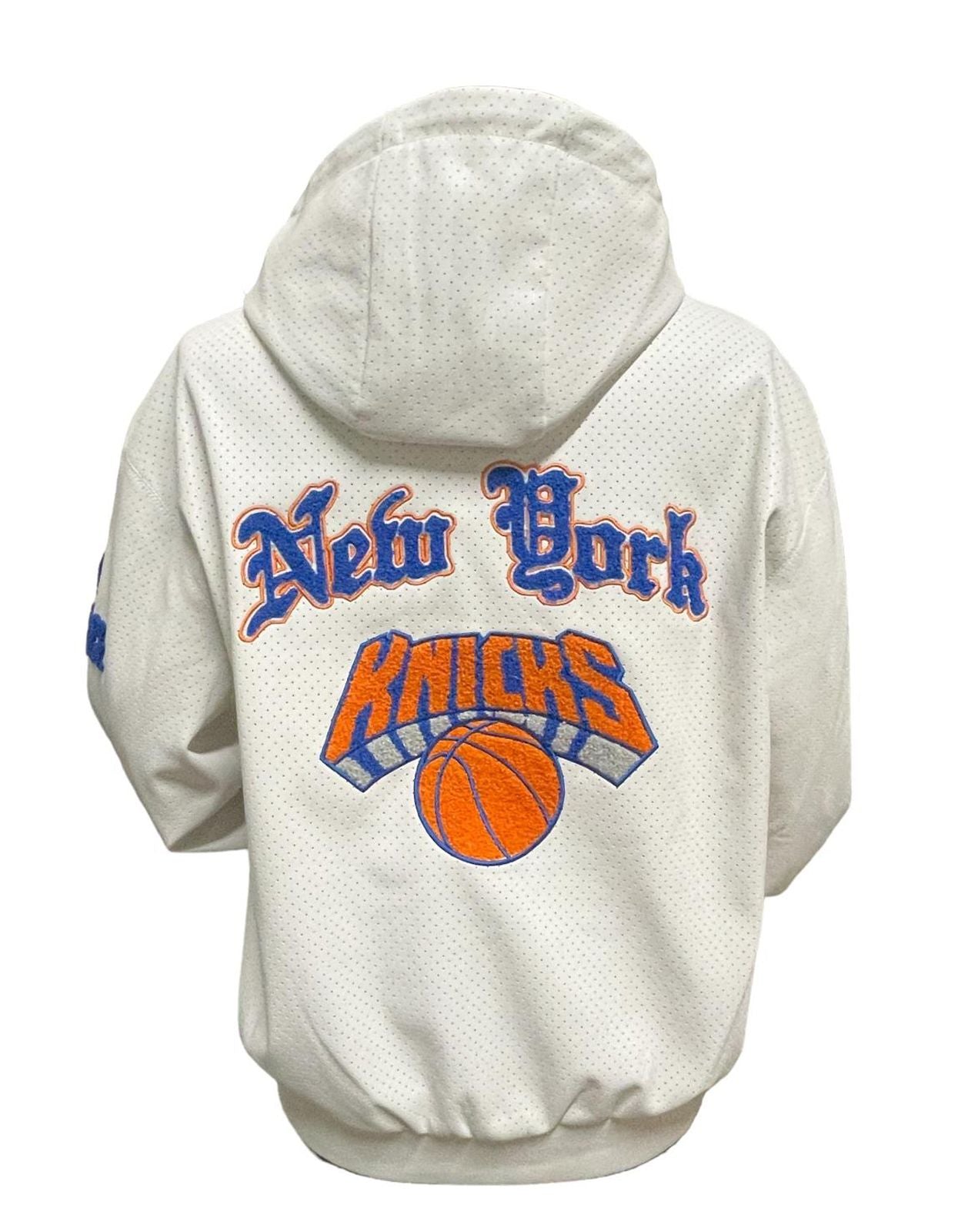 NEW YORK KNICKS 1946 LIGHTWEIGHT VEGAN ZIP-UP HOODED JACKET White