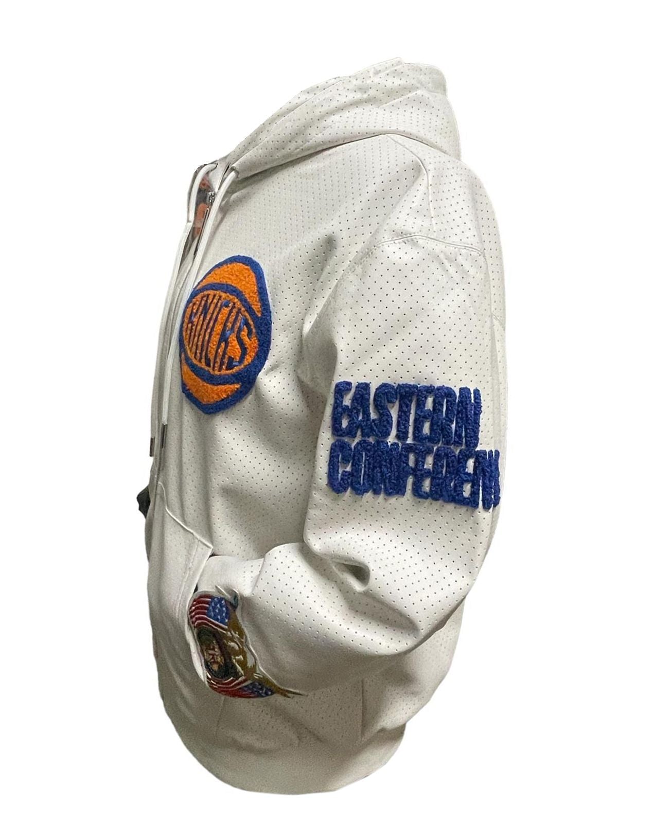 NEW YORK KNICKS 1946 LIGHTWEIGHT VEGAN ZIP-UP HOODED JACKET White