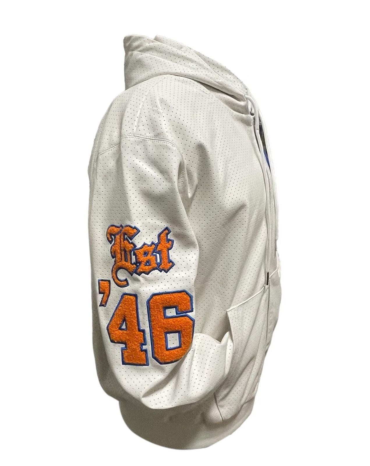 NEW YORK KNICKS 1946 LIGHTWEIGHT VEGAN ZIP-UP HOODED JACKET White