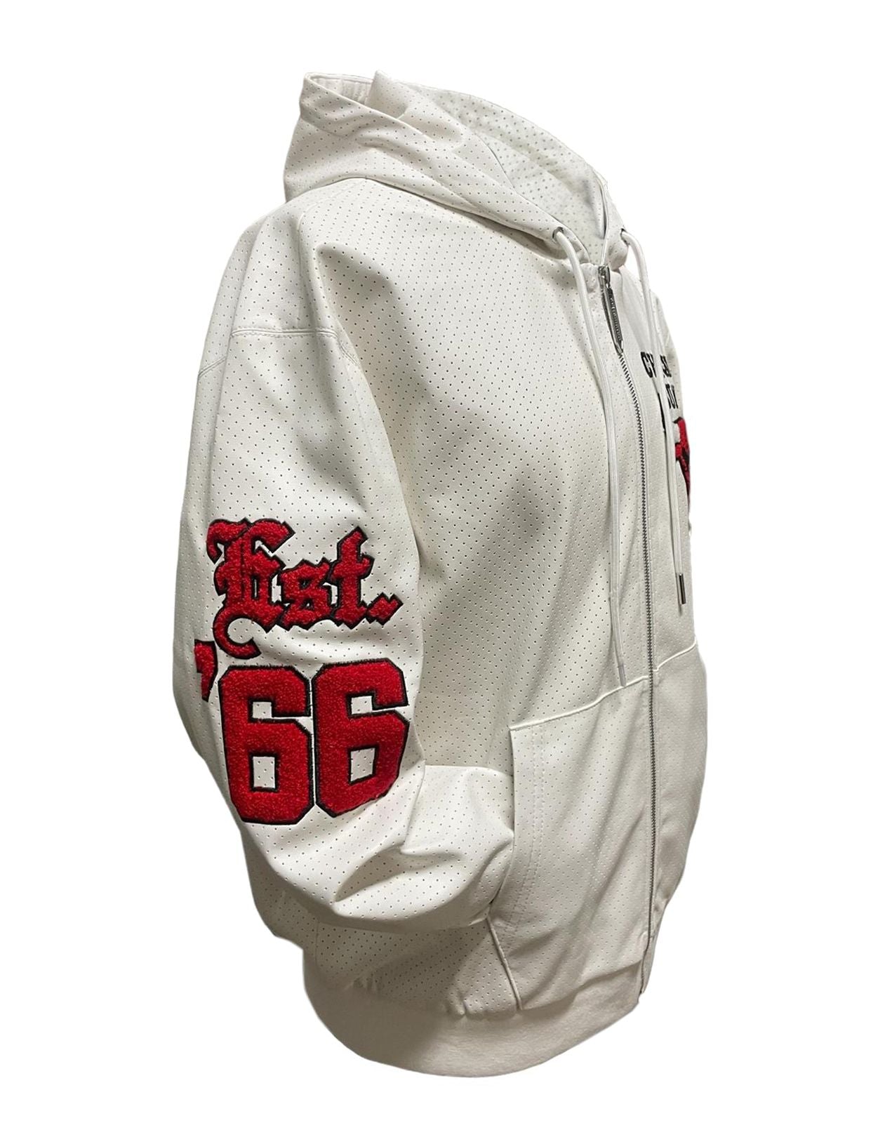 CHICAGO BULLS 1966 LIGHTWEIGHT VEGAN ZIP-UP HOODED JACKET White