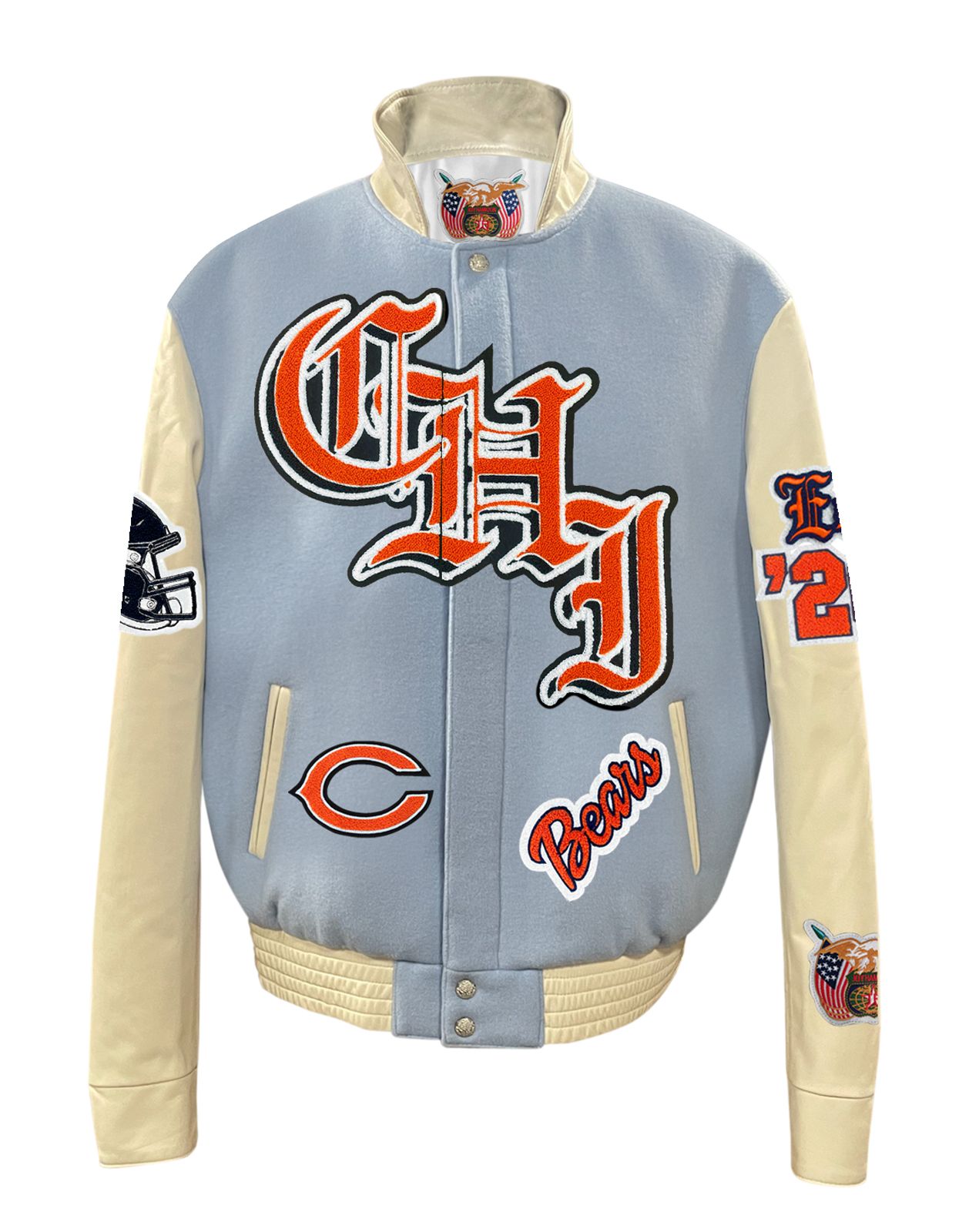 CHICAGO BEARS WOOL & LEATHER OLD ENGLISH VARSITY JACKET Baby Blue