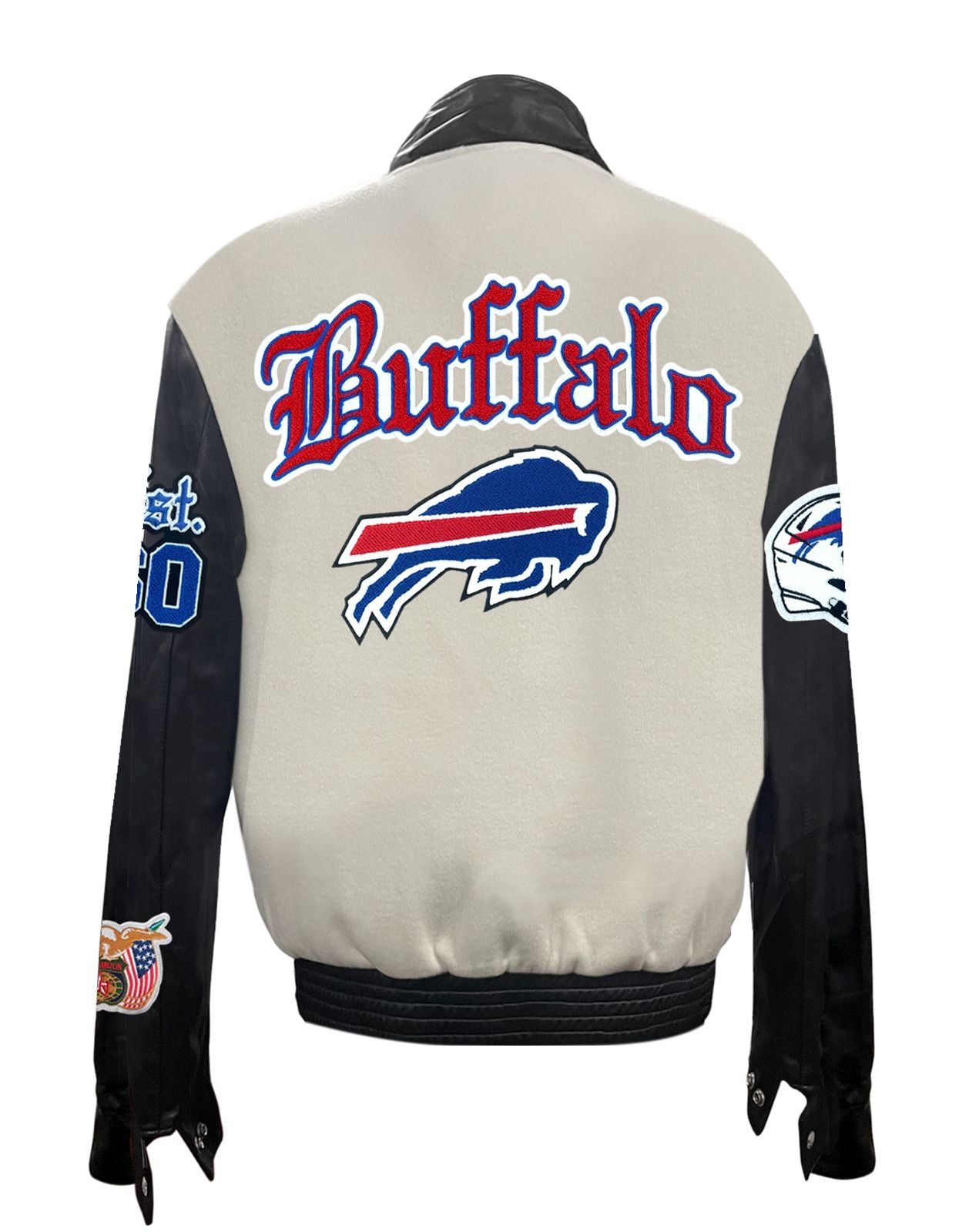 BUFFALO BILLS WOOL & LEATHER VARSITY JACKET Off White/Black