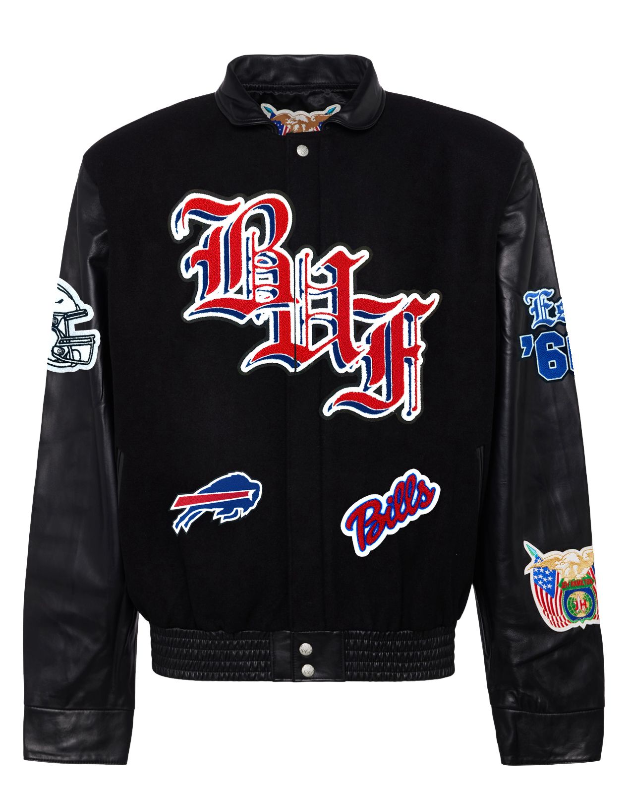 BUFFALO BILLS WOOL & LEATHER OLD ENGLISH VARSITY JACKET Black / Black