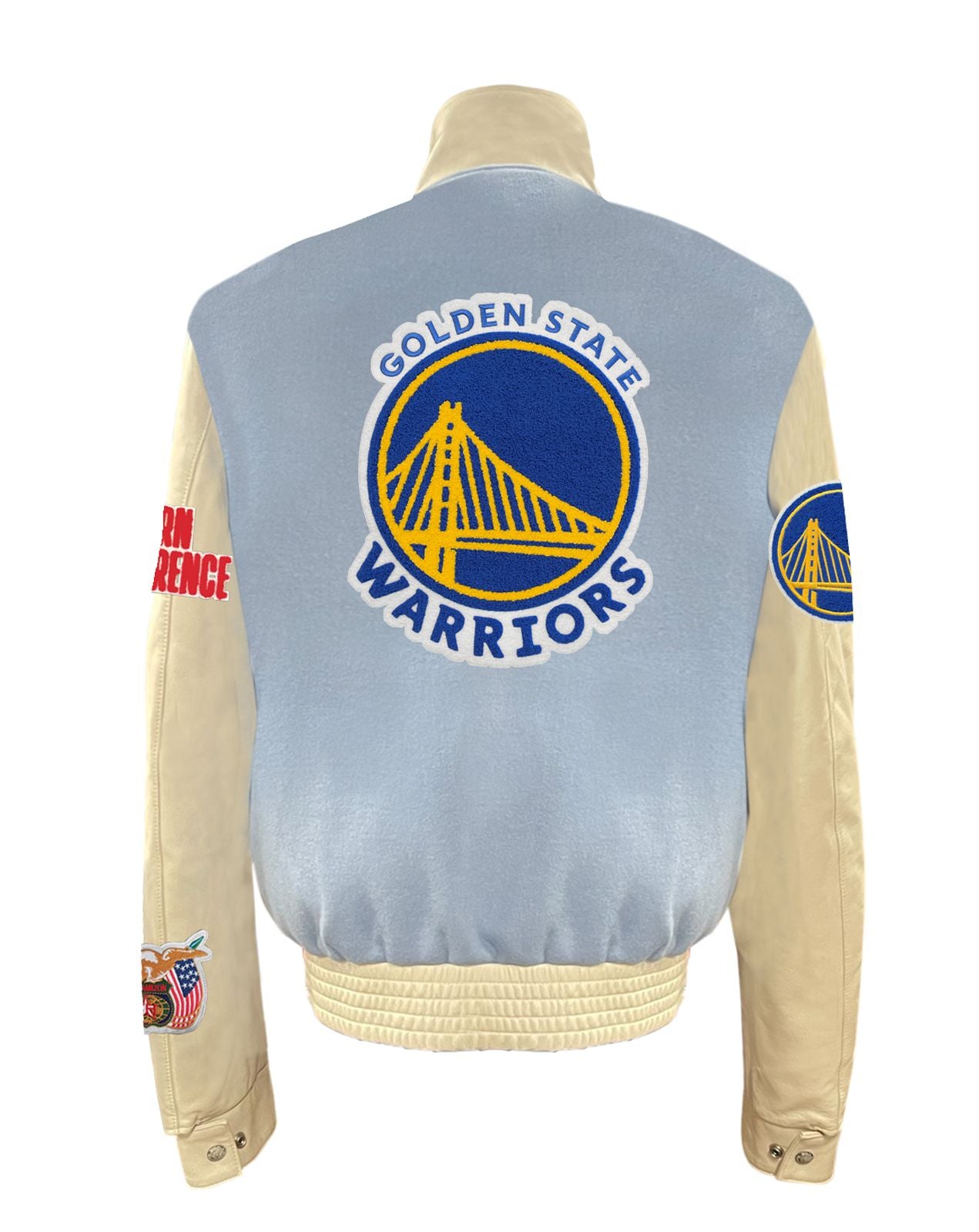 GOLDEN STATE WARRIORS WOOL & LEATHER VARSITY JACKET Baby Blue