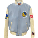 Golden State Warriors Wool & Leather Varsity Jacket Baby Blue
